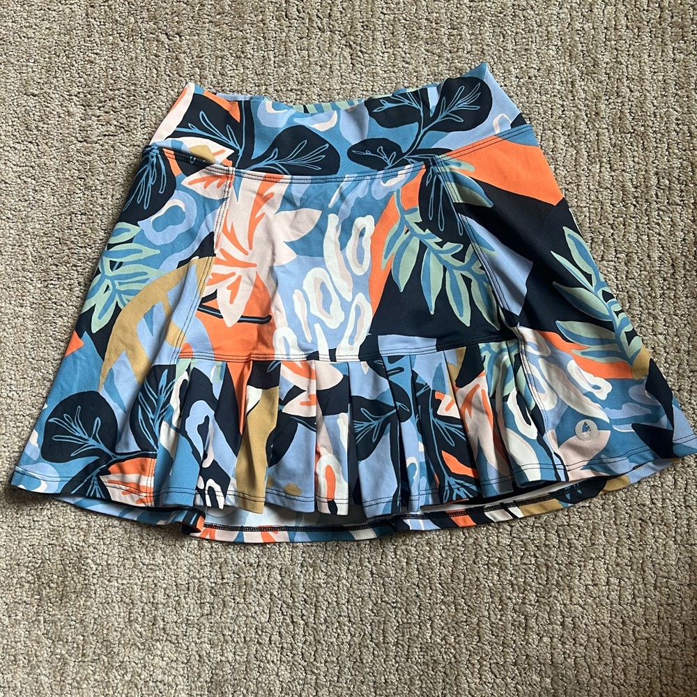 Blue and Orange Pleated Pickleball Mini Skirt